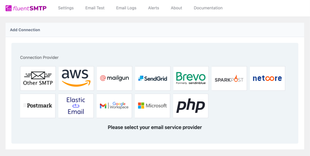 available fluentsmtp email service integrations